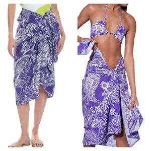 Mara Hoffman New NWT Purple Paisley Sarong Cover-Up 100% Organic Cotton 66"x82"